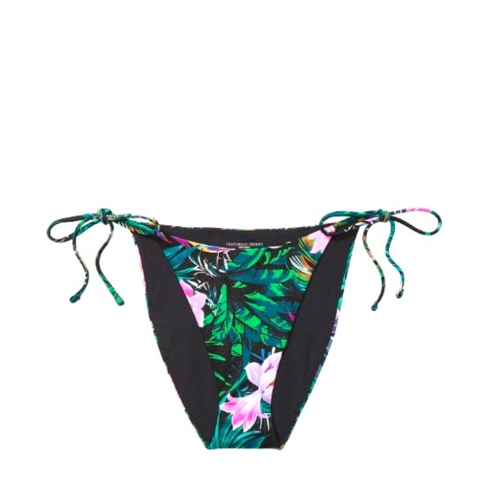34C/S VICTORIA SECRET SWIM Lace-Up Top Bikini Set Side Tie Cheeky Bottom Floral - Picture 11 of 12